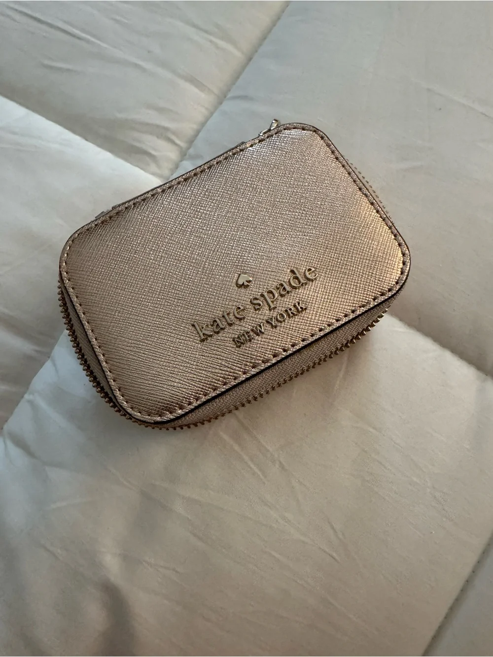 kate spade Metallic Rose Gold Mini Jewelry Case